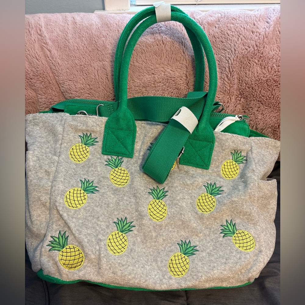 Wildfox Pineapple Embroidered Tote Bag - Green and Gray